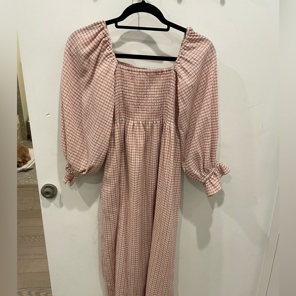 OPT Athena Dress Pink Mauve Gingham - Size Small